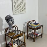 Pair of vintage 70s checkerboard bedside tables: Ref cindy
