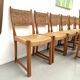 Série de dix chaises en orme massif tressées main, France circa 1965