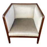 Art Deco Lounge armchair Velvet mahogany vintage 1930s