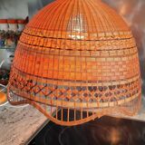 Vintage woven rattan pendant light