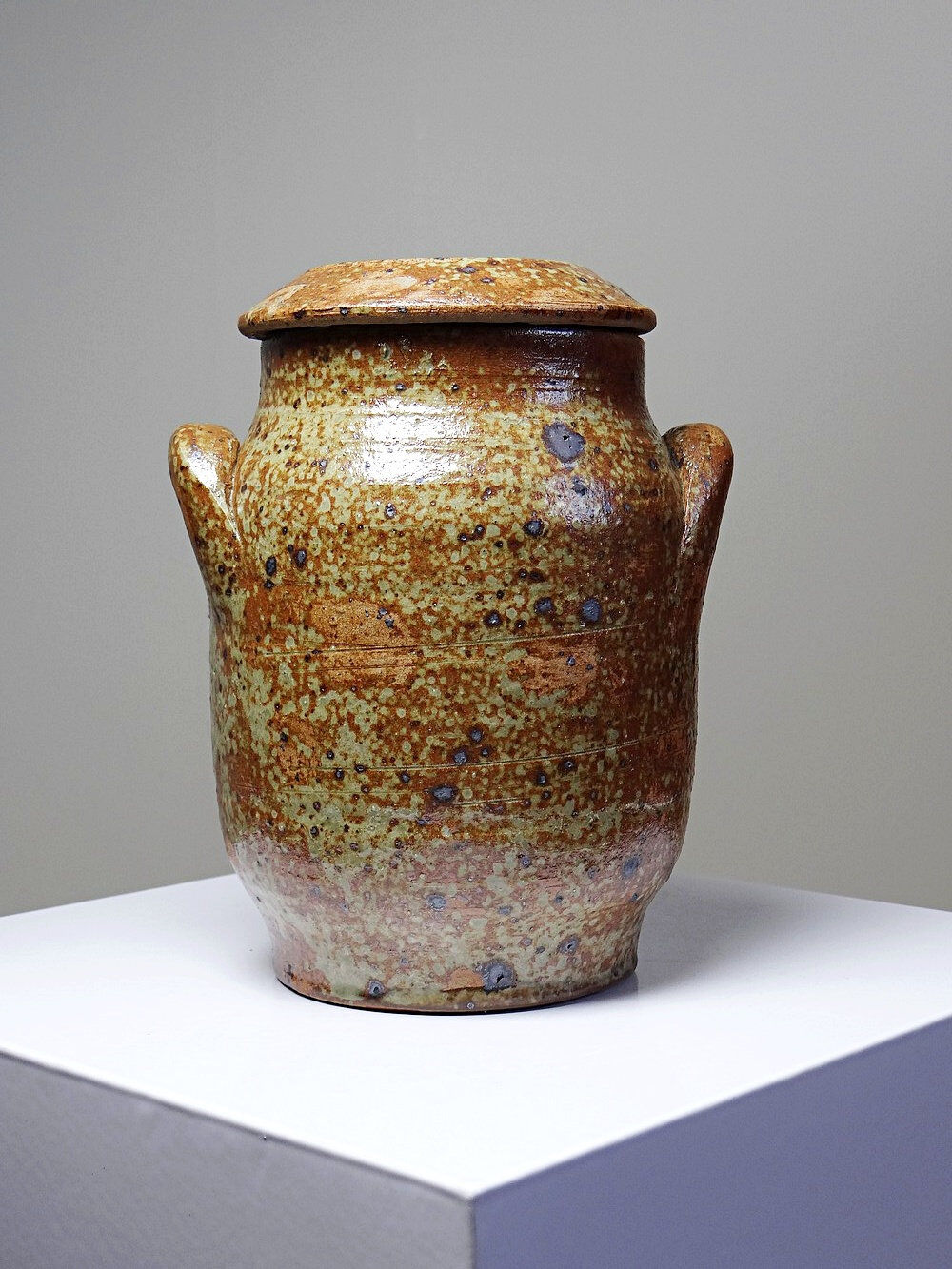 Decorative pot for spices in vintage Baudat style glazed artisanal stoneware.