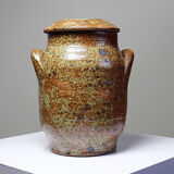 Decorative pot for spices in vintage Baudat style glazed artisanal stoneware.