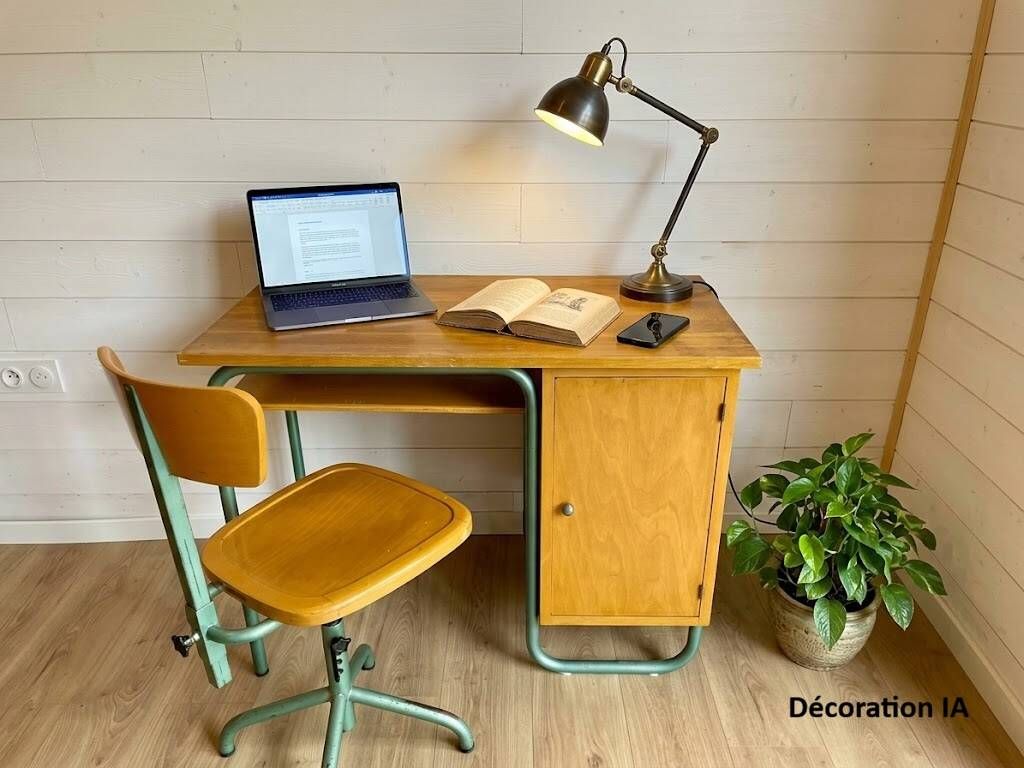 Vintage Stella 1950 school desk and swivel chair set