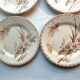 4 GIEN dessert plates, glaïeul style, sepia colour