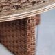 Round coffee table in braided cord and rattan, 1970.
