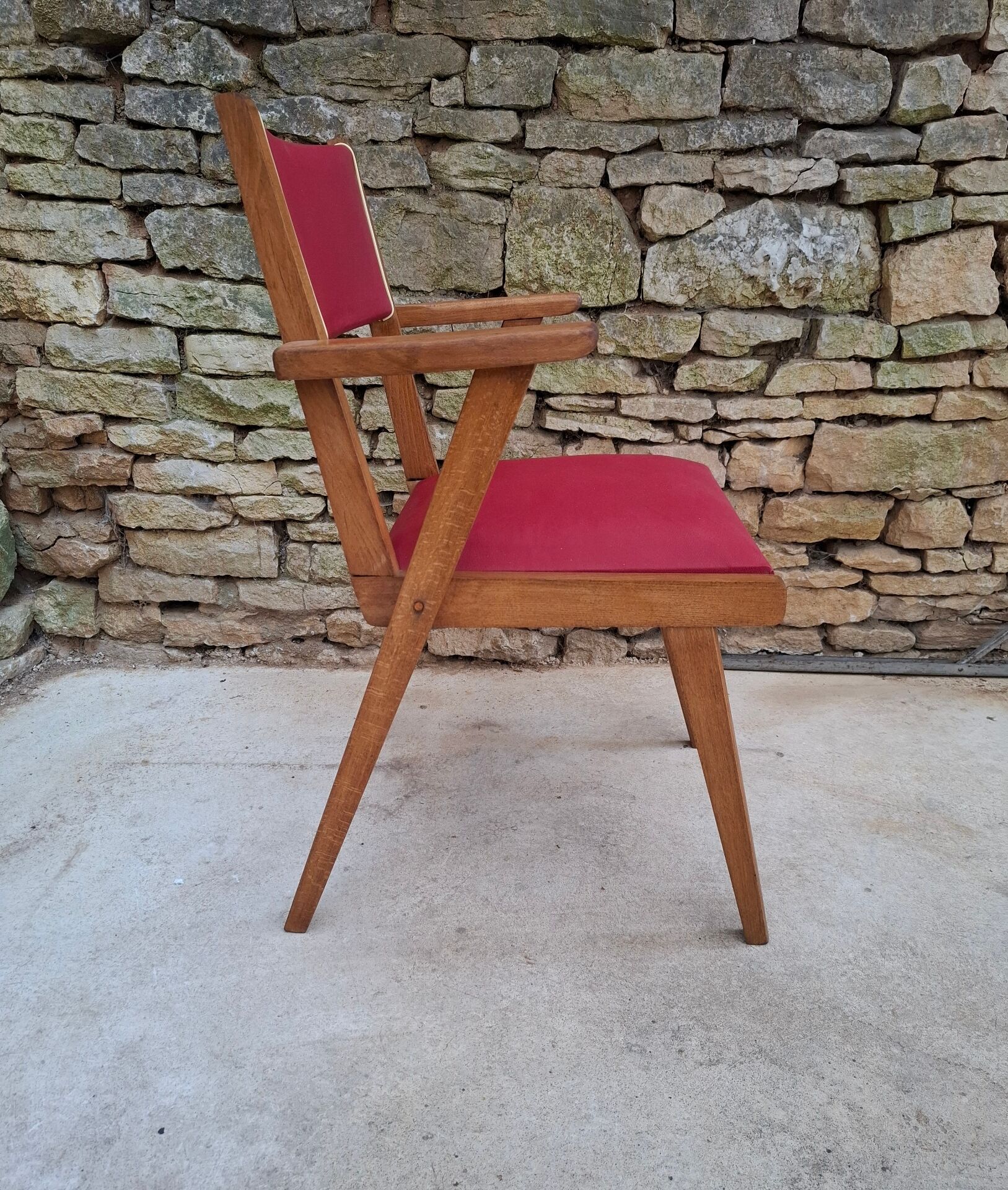 Fauteuil en hêtre et skaï