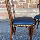 2 Chaises de restaurant bois courbé simili cuir vintage French bistro