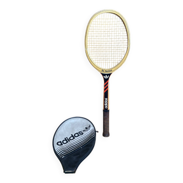 Vintage adidas tennis racket ilie năstase wood + case #e2