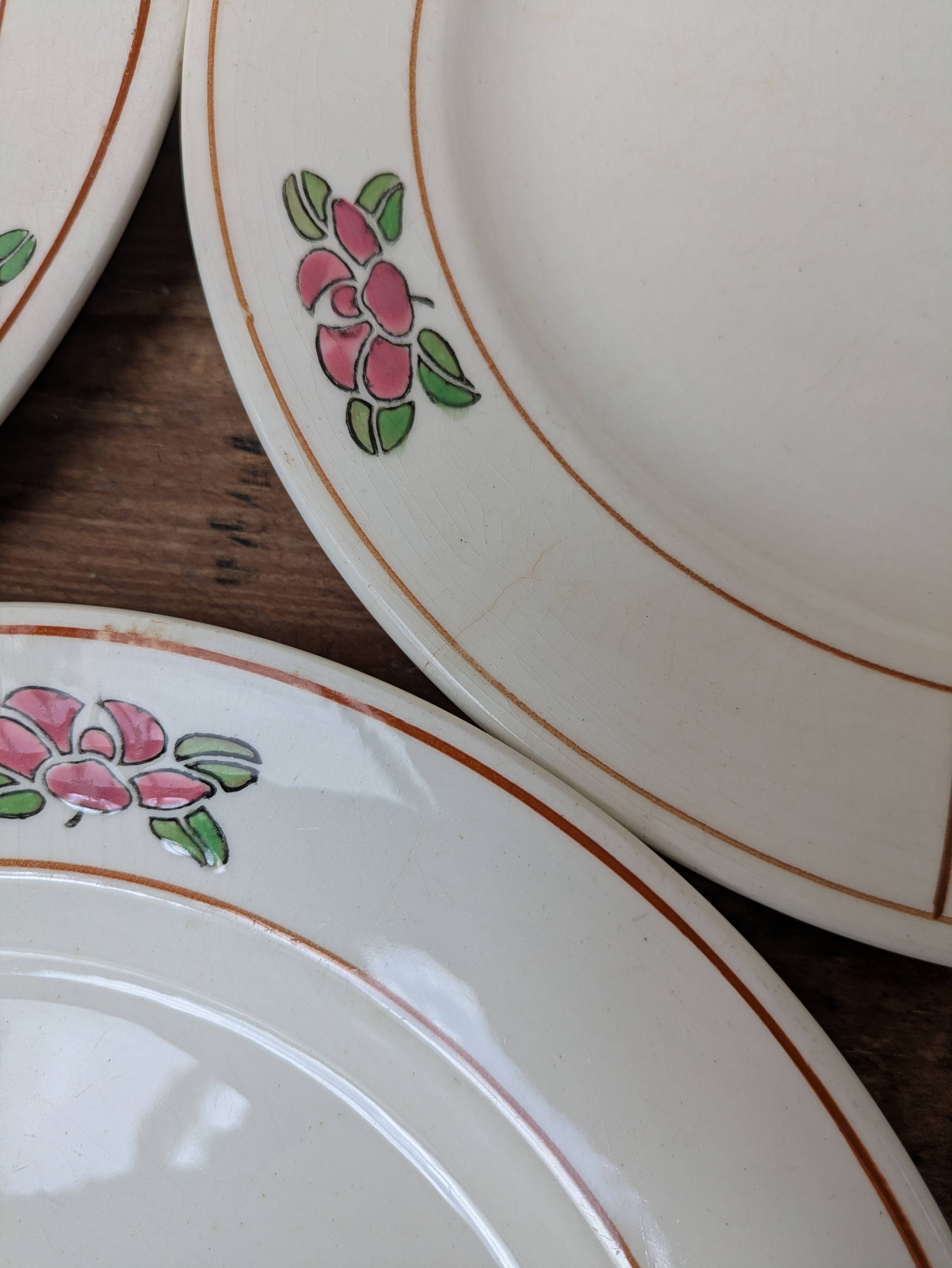 9 old flat plates in Salins ironstone model Nénuphar 24.5cm