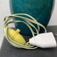 Ball lamp base in cracked ceramic and signed blue green