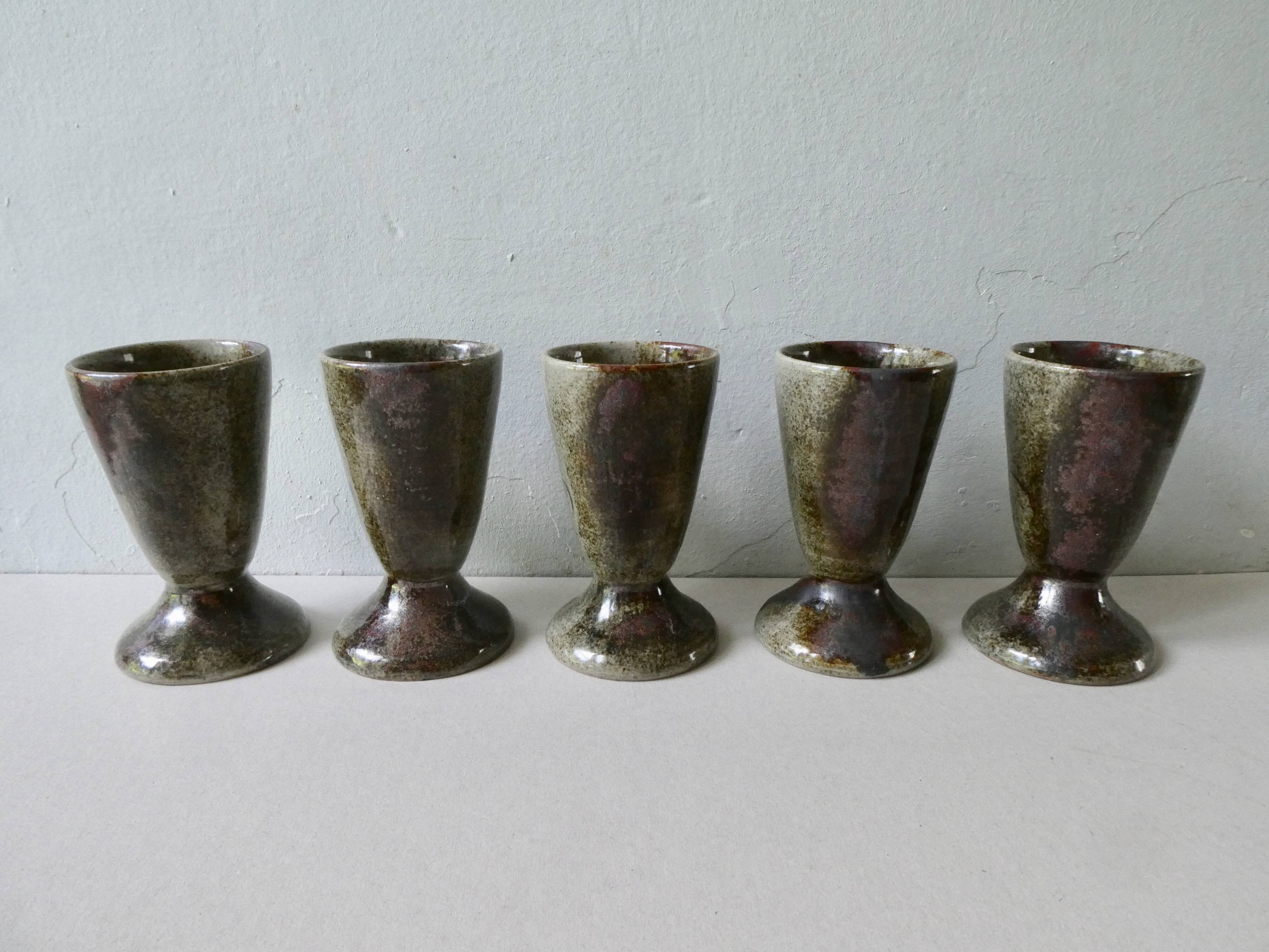 Set of 5 mazagrans made of khaki sandstone