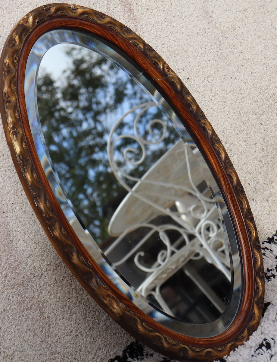Miroir ovale biseauté Art déco