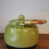 Teapot in glazed stoneware and bamboo