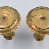 Pair of gossip candle holders in bronze and brass gilded period