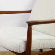 GFM-64 Brown Armchair in White Ivory Bouclé attributed to Edmund Homa, 1970s