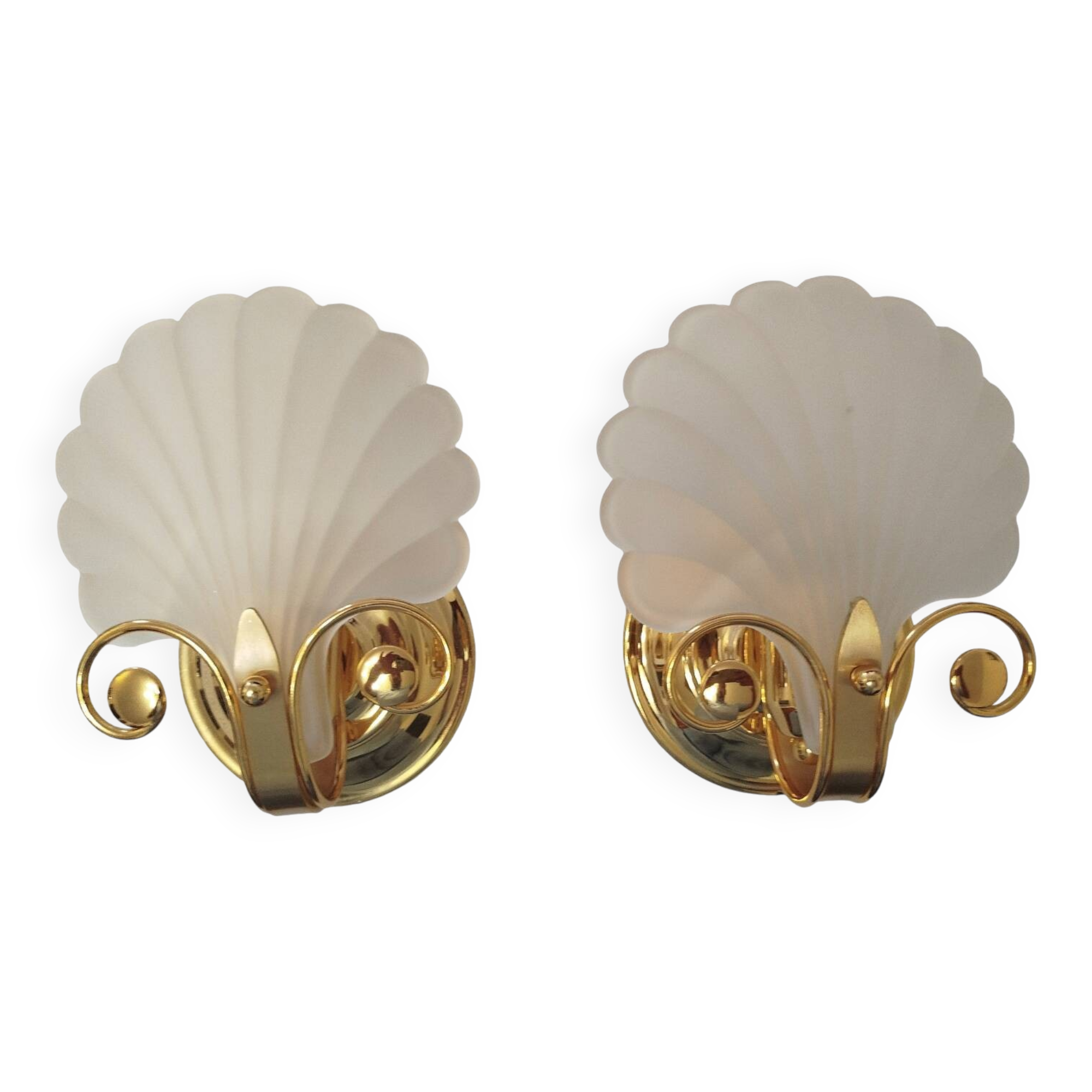 Paire d'appliques murales coquillage Hollywood Regency Italie