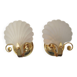 Paire d'appliques murales coquillage Hollywood Regency Italie