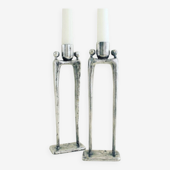 Brutalist candlesticks designed by Corry Ammerlan, 1970’s