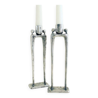 Brutalist candlesticks designed by Corry Ammerlan, 1970’s