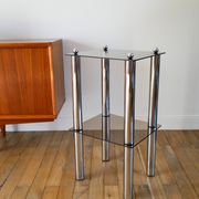 Bolster in chrome and smoked glass, double floors, Design, 1970