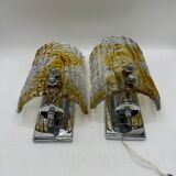 Duo of two-tone Murano Mazzega wall lights 1970