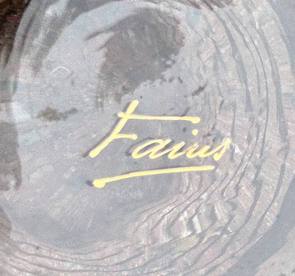 Gilded glass vase signed Fains – France, circa 1950