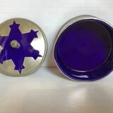 Candy box in cobalt blue ceramic and metal