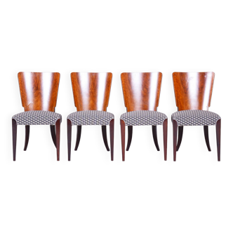 Set of Four Restored ArtDeco Chairs, Halabala, UP Zavody, Beech, Czechia, 1930s