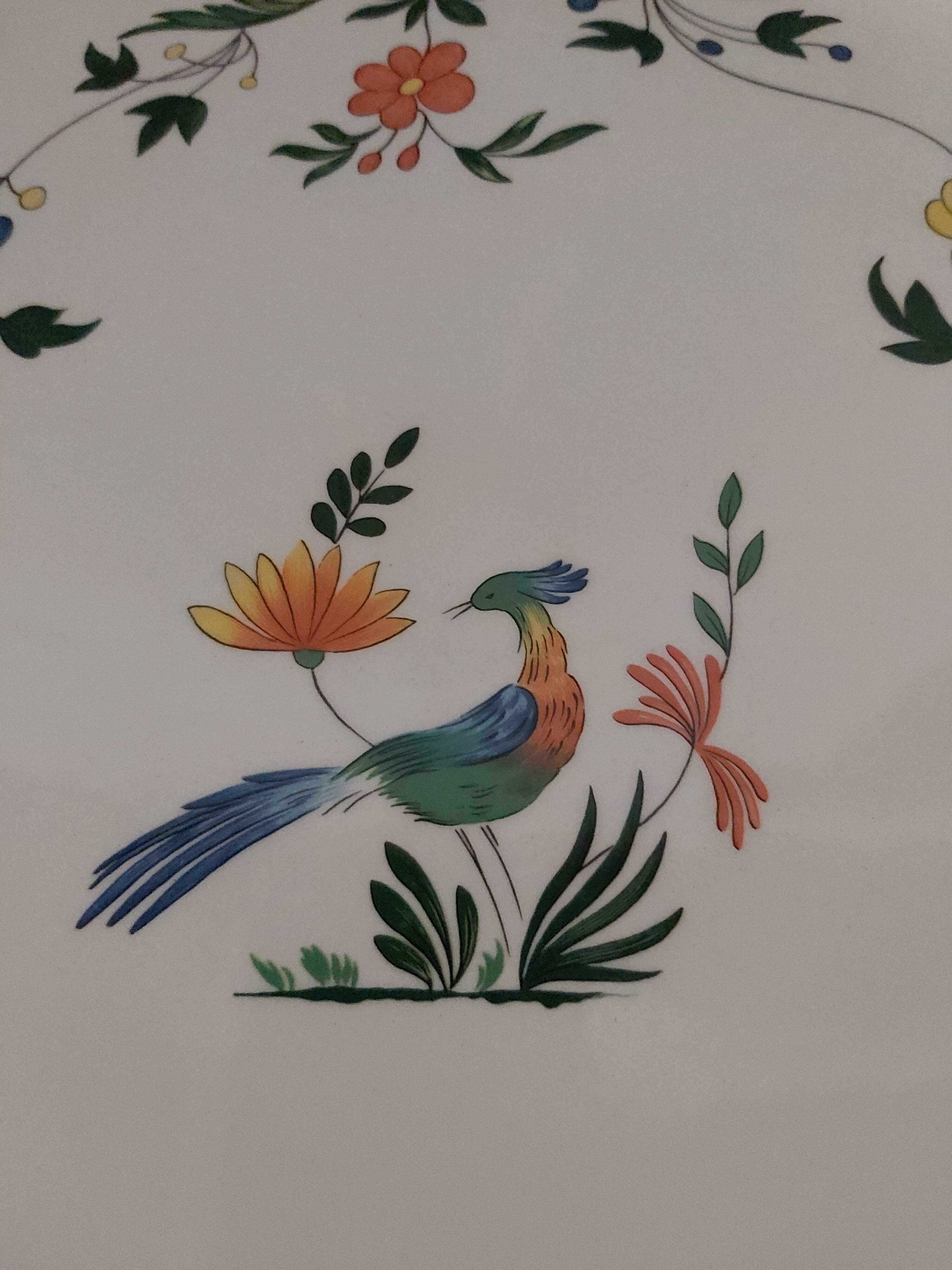 Faience dish from Gien Birds of Paradise