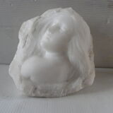 Sculpture face of woman in marble block 13 x 12 x 8 cm