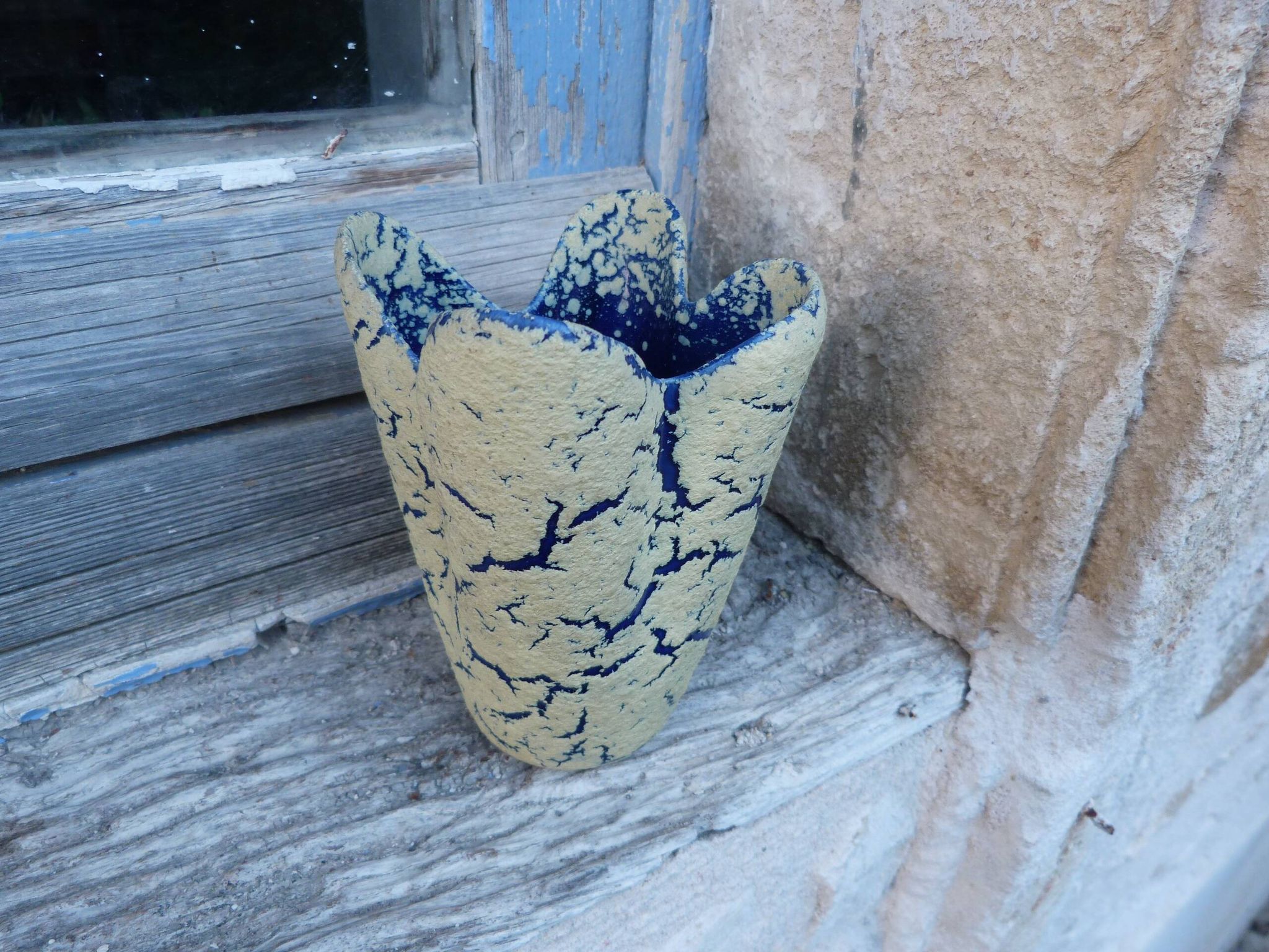 Vintage 1960s ceramic vase, Fat Lava, Clamecy