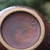 Superbe pichet vintage Digoin Sarreguemines en céramique émaillée brune