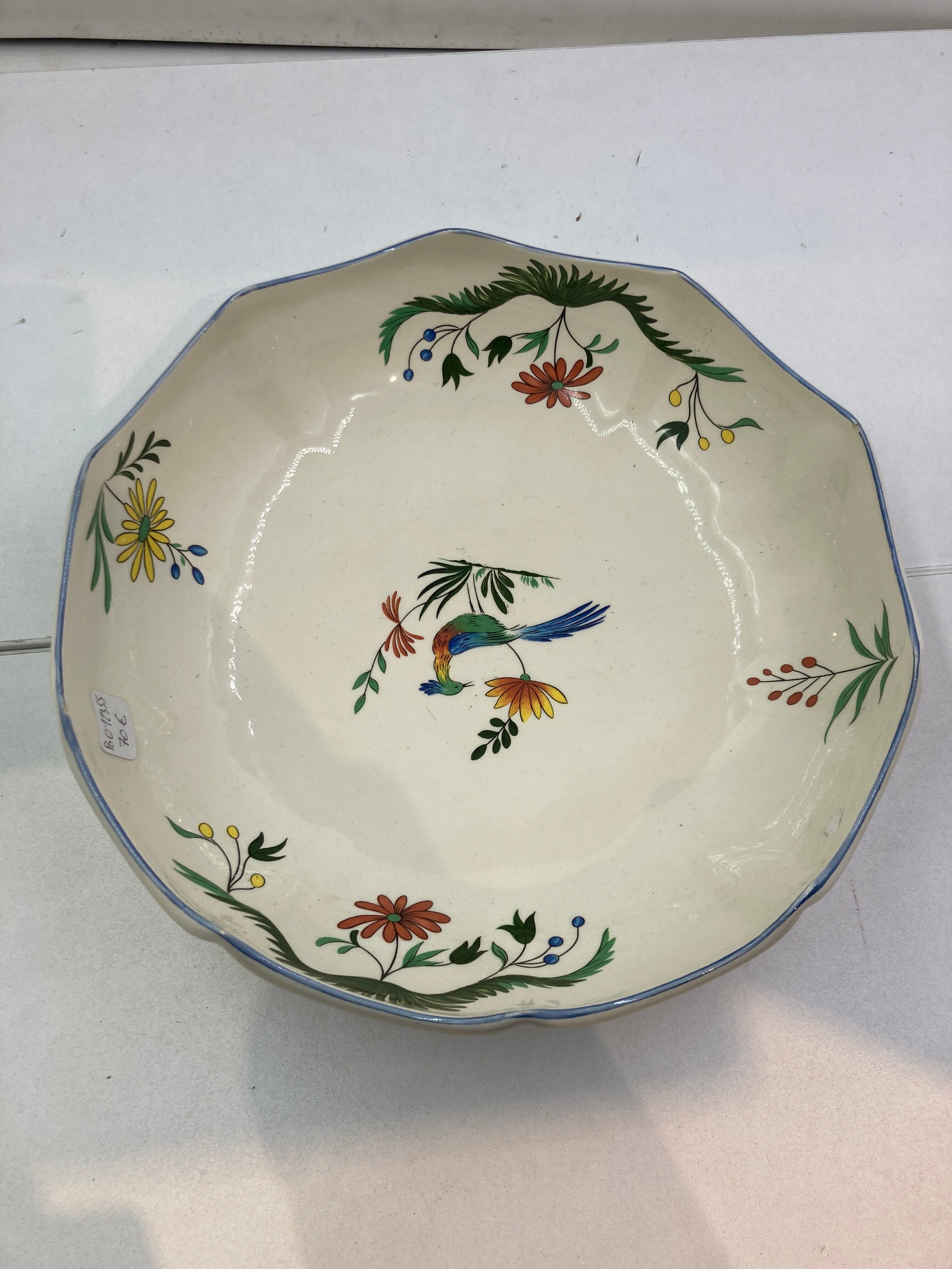 Melonnière in Gien earthenware motif birds of paradise