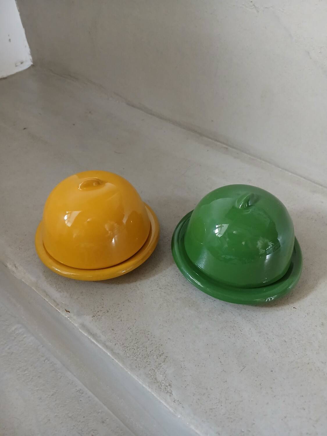 2 mini ceramic butter dishes