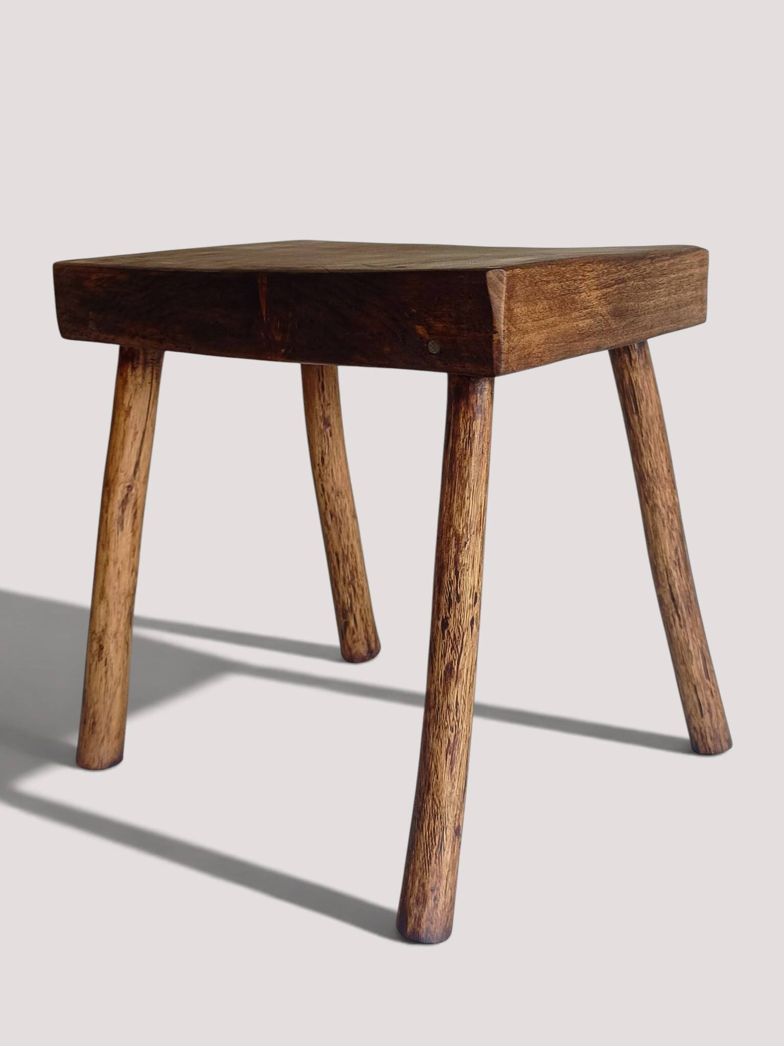 Rustic European Solid Wood Accent Side Table or Stool