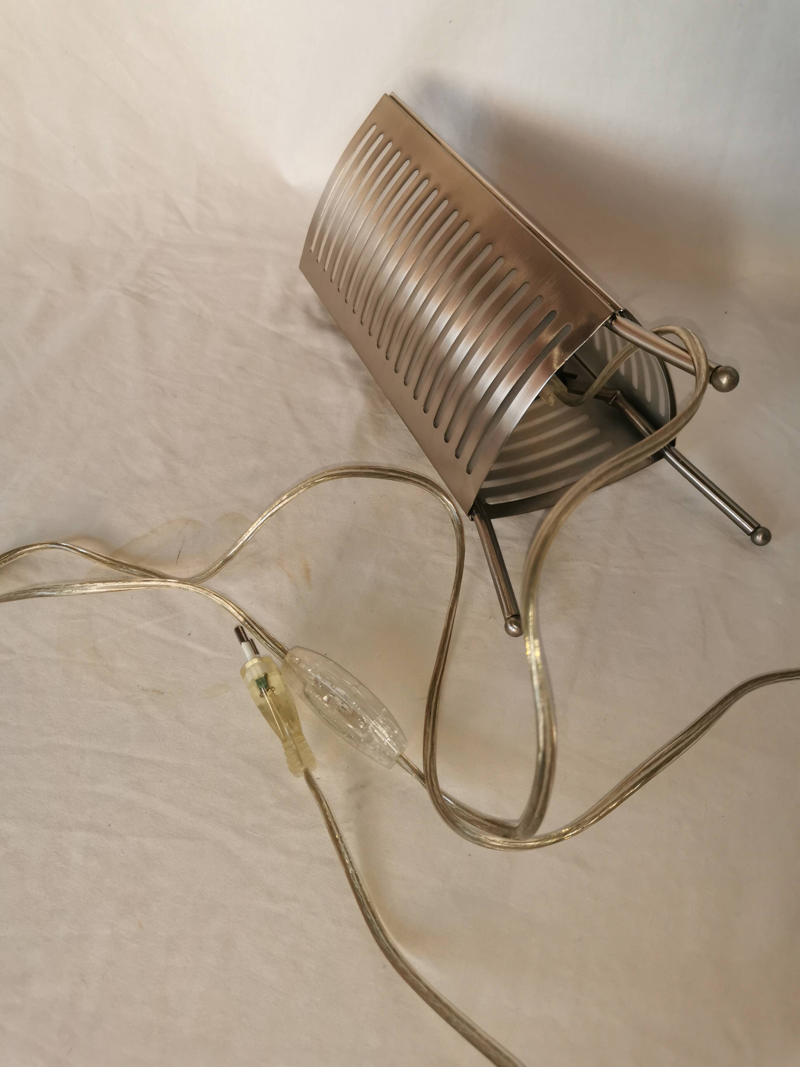 Openwork stainless steel table lamp, Sweden, 1990