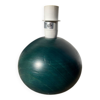 Wooden lamp base, ball-shaped, painted dark green, 1980