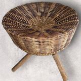 Vintage rattan ottoman stool from the 70s