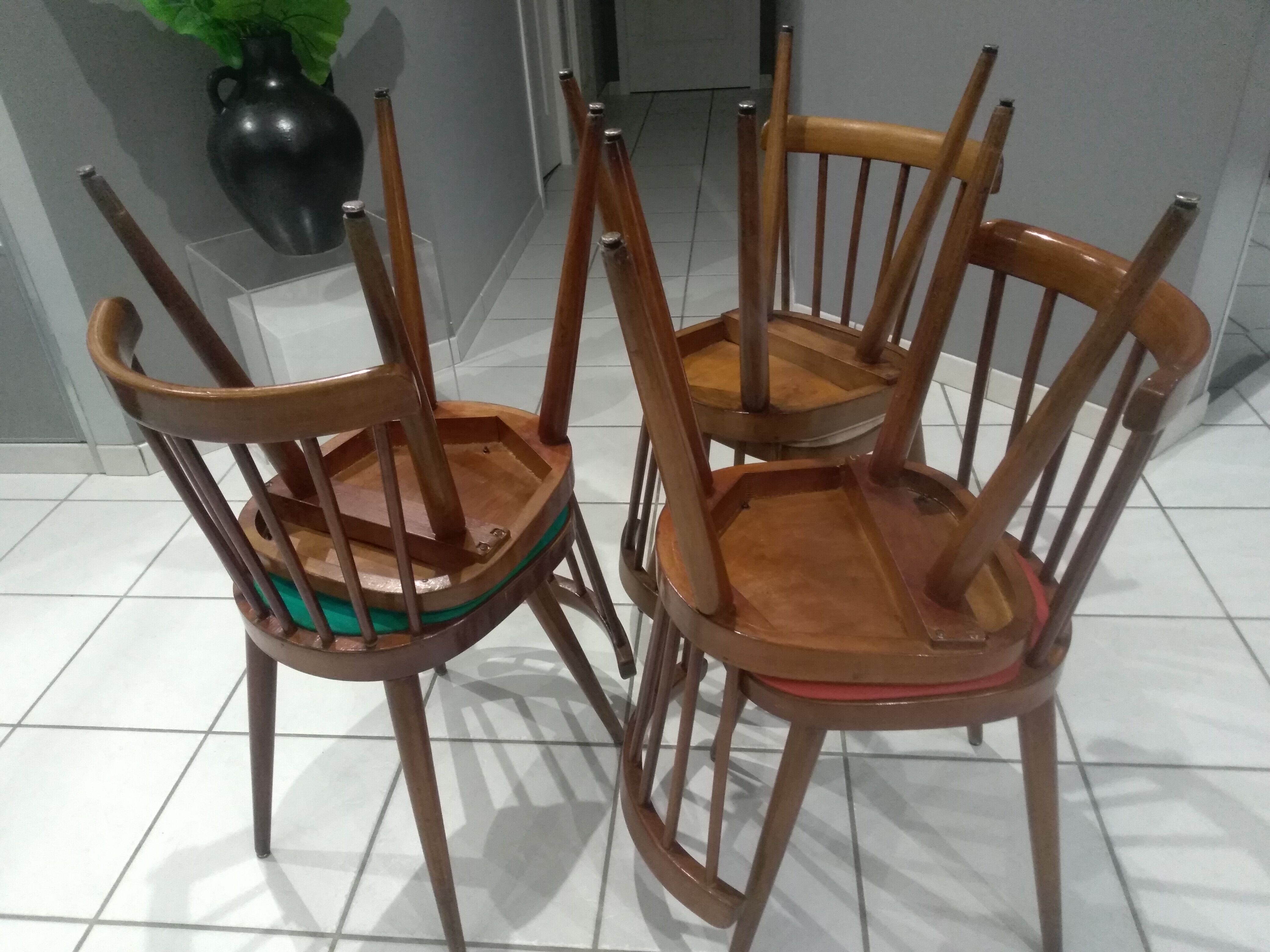 Suite of 6 chairs by bistrot baumann model 740v 1960s