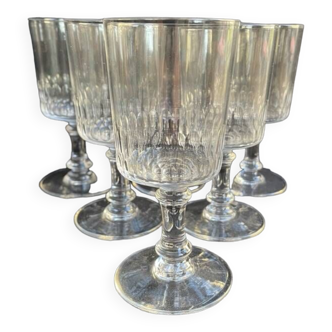 6 verres à vin – cristal léger taillé