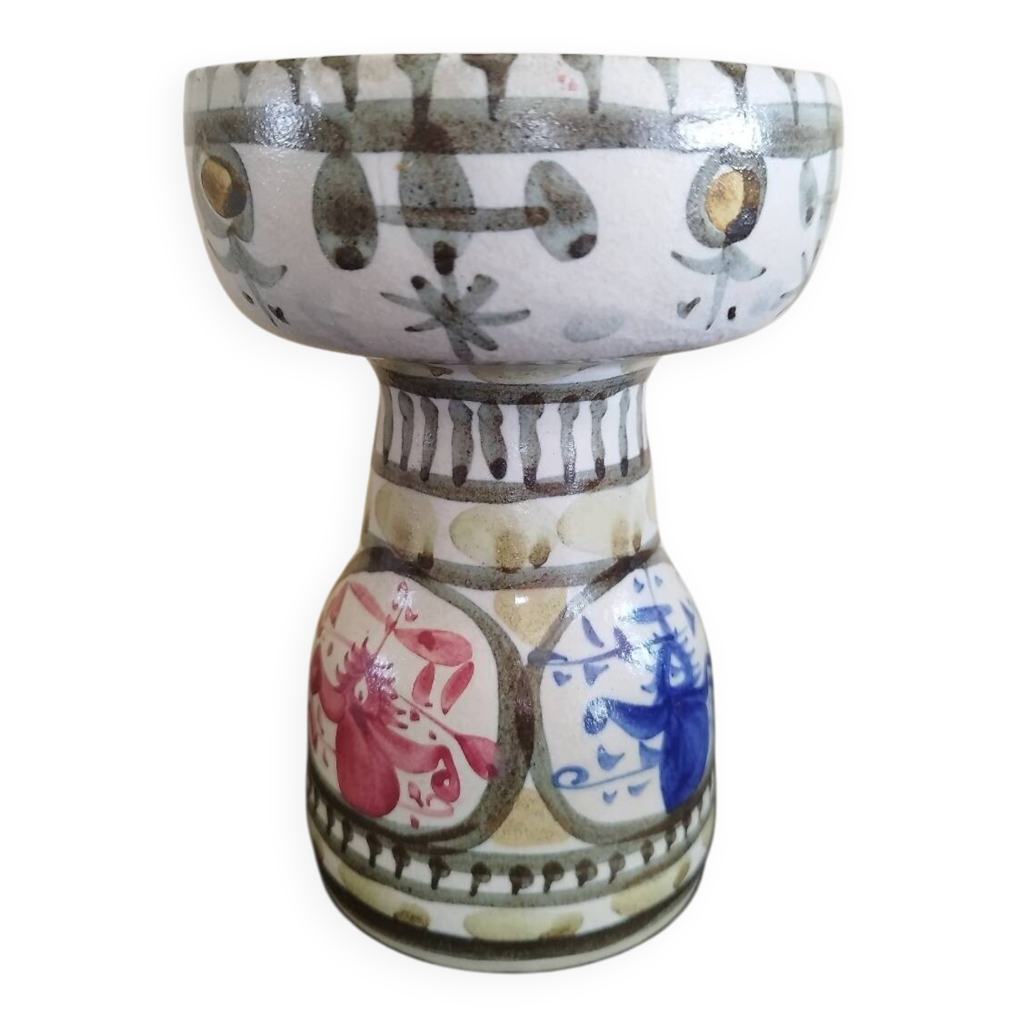 Kéraluc Faience Candle Holder Quimper signed L'Helguen