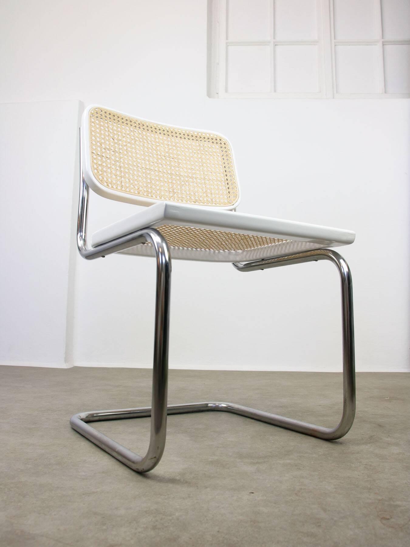 Vintage White Cesca B32 Chair by Marcel Breuer