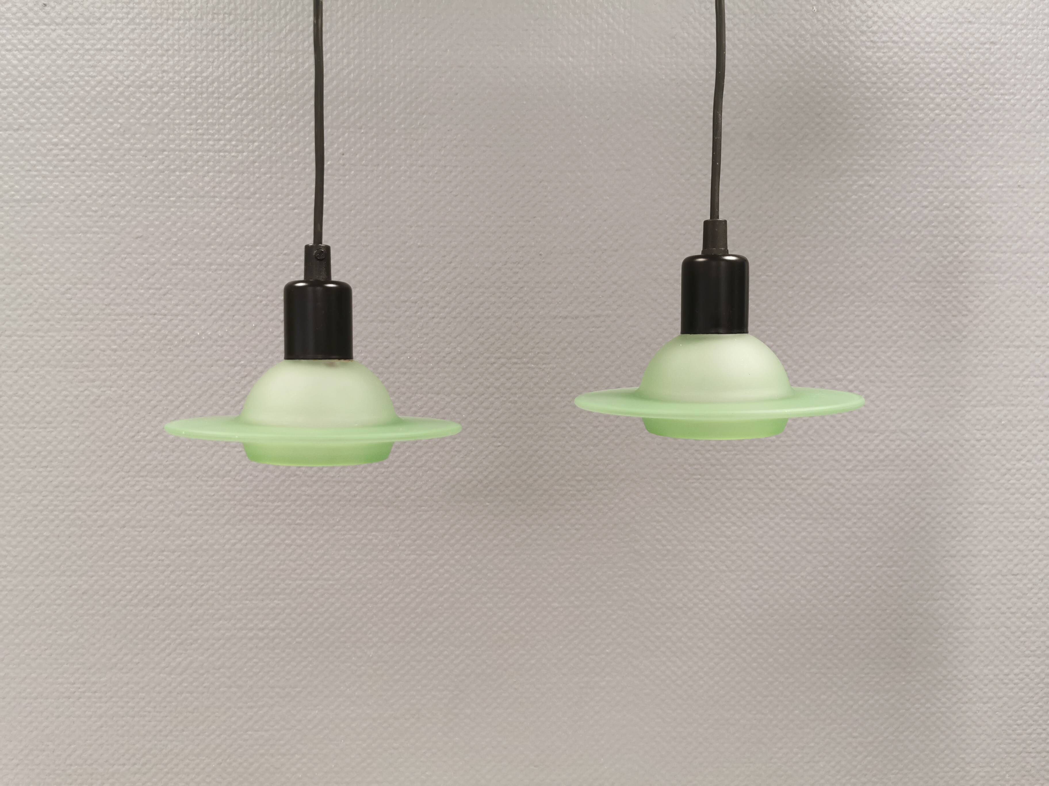 Green glass UFO pendant lights from Design-Light, early 1990s in Denmark