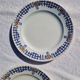 Set of 4 old dessert plates, Earthenware, Ironstone, Sté Amand