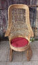 Rattan high back armchair, vintage, 60s