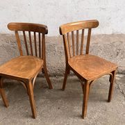 Pair of vintage wooden bistro chairs