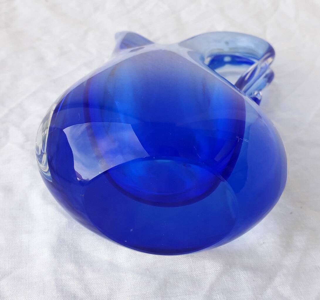 Vase pichet verre bleu Murano Flavio Poli Seguso
