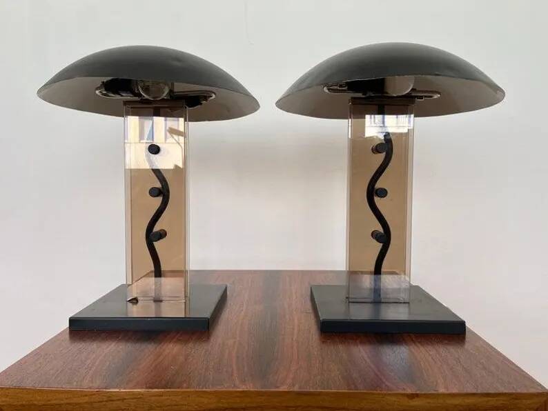 Pair of Big Design mid century Table Lamps by Kamenicky Senov, 1980s