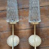 Pair of tulips and rosette wall lamp