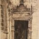 Ink drawing early twentieth century representing a Renaissance style entrance to a residence